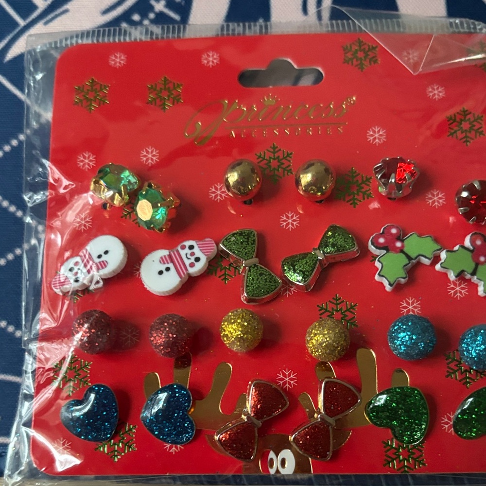 Prince Festive Holiday Earring Set - Red, Green, Gold, Blue